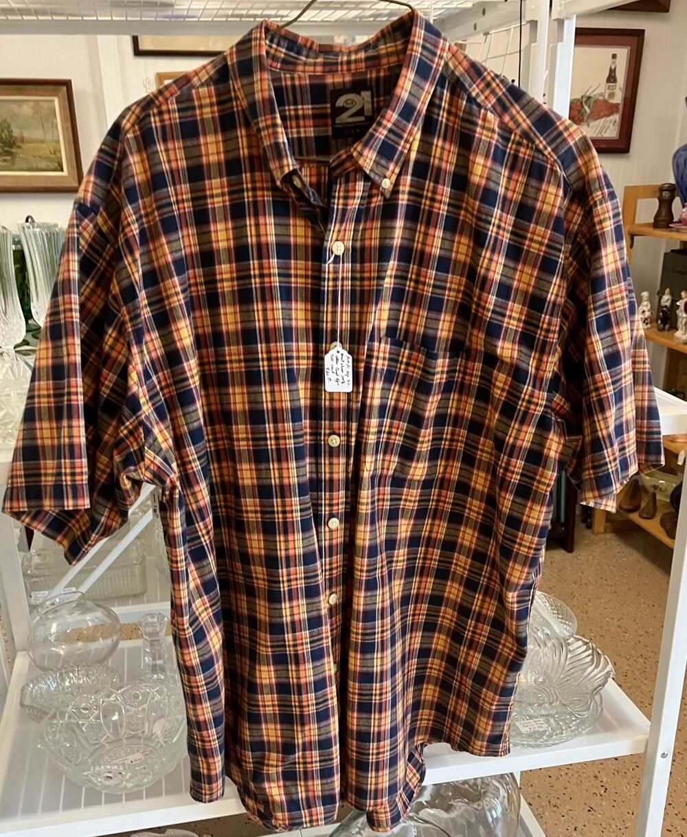 Rue 21 Plaid Short Sleeve Size XL Big & Tall Cotton Shirt NOC2581